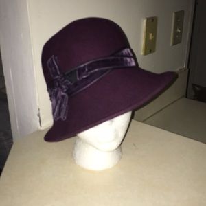 COPY - 100% Wool Fedora Style Hat  with Velvet Bow
